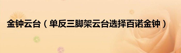 金钟云台（单反三脚架云台选择百诺金钟）