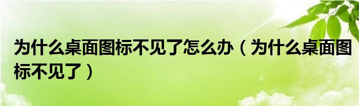 为什么桌面图标不见了怎么办（为什么桌面图标不见了）