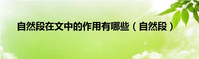自然段在文中的作用有哪些（自然段）