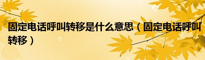 固定电话呼叫转移是什么意思（固定电话呼叫转移）