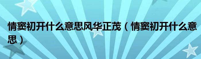 情窦初开什么意思风华正茂（情窦初开什么意思）