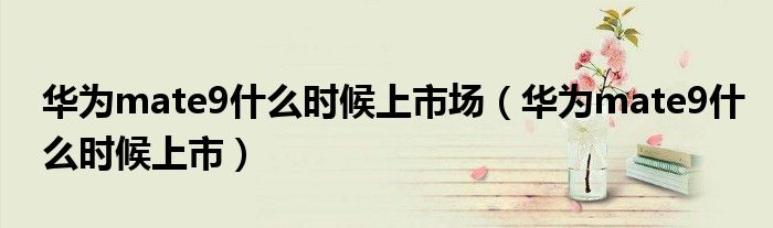 华为mate9什么时候上市场（华为mate9什么时候上市）