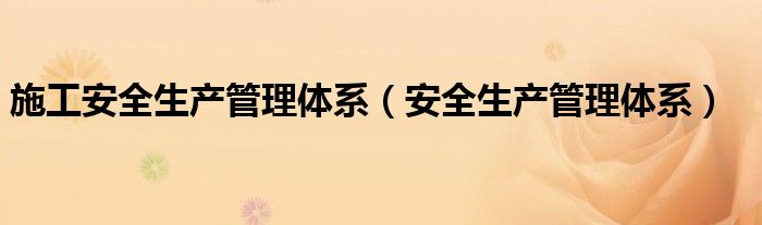 施工安全生产管理体系（安全生产管理体系）
