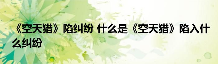 《空天猎》陷纠纷 什么是《空天猎》陷入什么纠纷